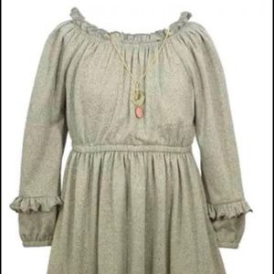 Girls Long-Sleeved Hacci Knit Dress Set, 2 Piece